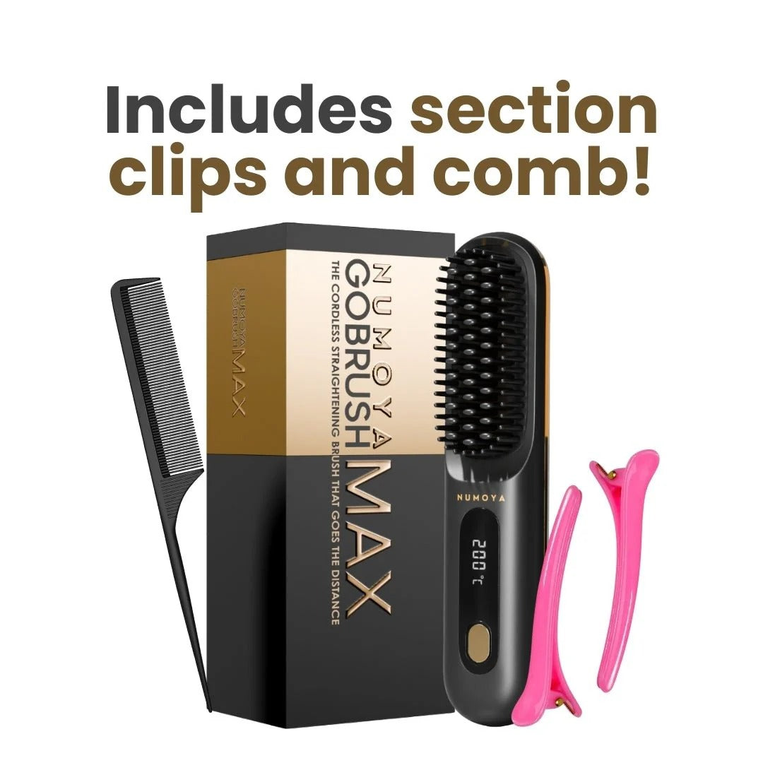 Numoya Portable Straightener Brush - GoBrush MAX + FREE Leather Pouch