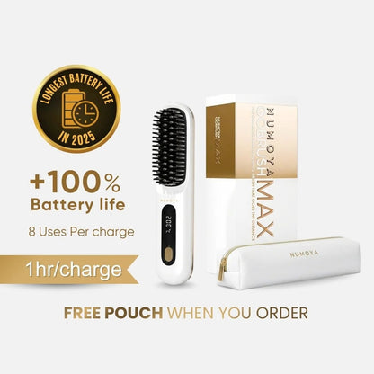 Numoya Portable Straightener Brush - GoBrush MAX + FREE Leather Pouch
