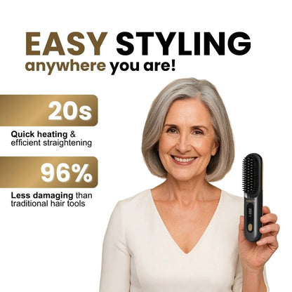 Numoya Portable Straightener Brush - GoBrush MAX + FREE Leather Pouch