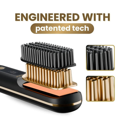Numoya Portable Straightener Brush - GoBrush MAX + FREE Leather Pouch